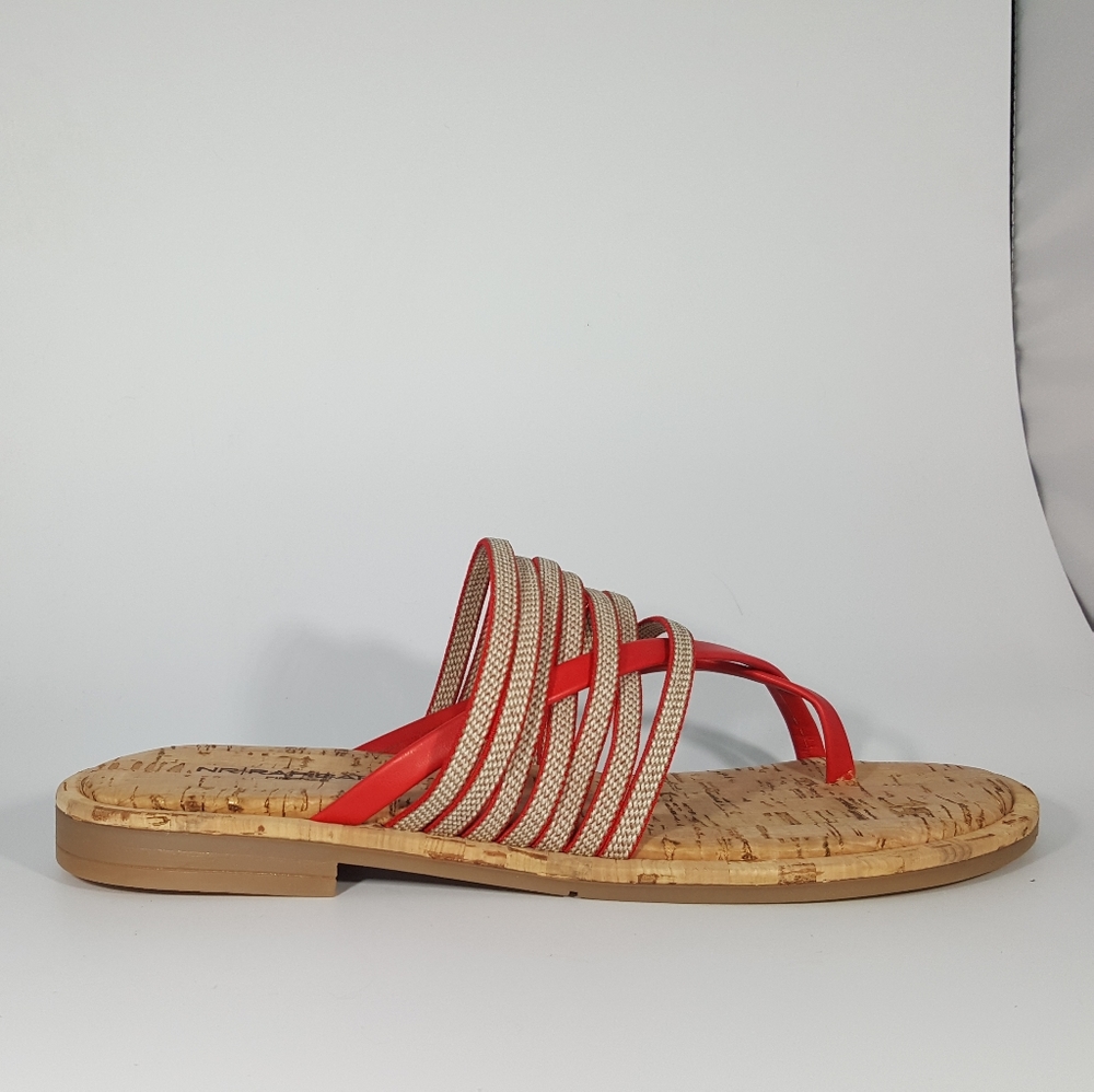 NR Rapisardi Red Strappy Thong Sandal